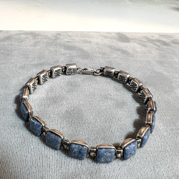 Carolyn Pollack 925 reversible Sterling Silver and Denim Lapis gemstone bracelet - Picture 6 of 11